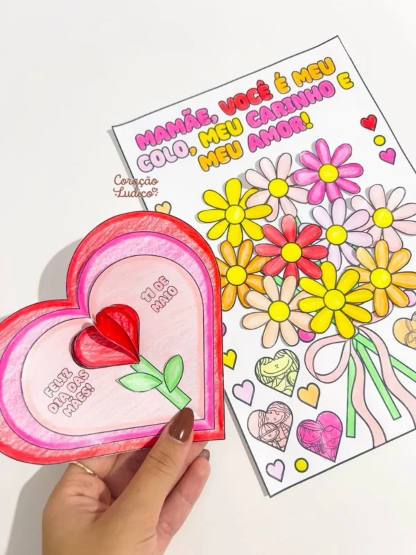 Cartões para Colorir Dia das Mães