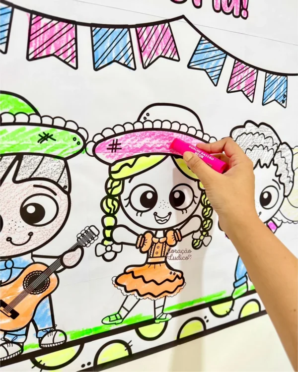 Cartaz para Colorir - Festa Junina