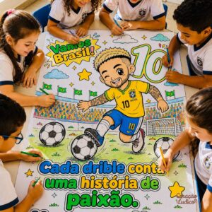 2 Painéis - Colorido e para Colorir - Copa com Neymar