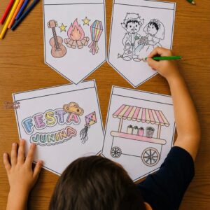 BANDEIRINHAS JUNINAS PARA COLORIR 