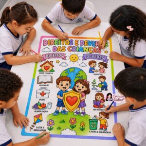 Cartaz Colaborativo para Colorir – Direitos e Deveres das Crianças